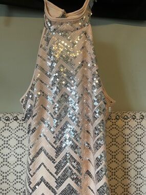 Emerald Sundae Pink Sequin Chevron Midi Dress